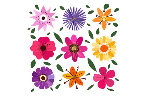 وکتور رایگان پترن لایه باز گل های با طرح های مختلف و رنگ های متفاوت